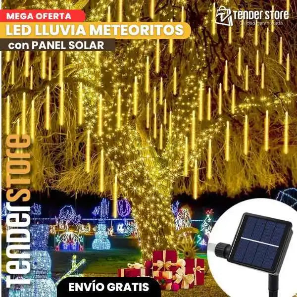 Lluvia de Meteoros LED Solar 🎄✨ | Pack de 8 TIRAS de 50 cm
