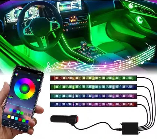 BARRAS LED RGB RITMICAS PARA INTERIOR DE COCHE + CONTROL APP
