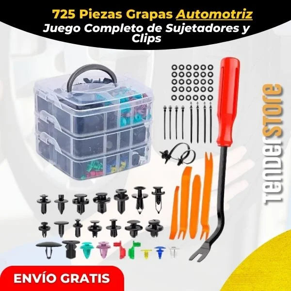 Juego Completo 725 Pzas de Grapas, Sujetadores y Clips