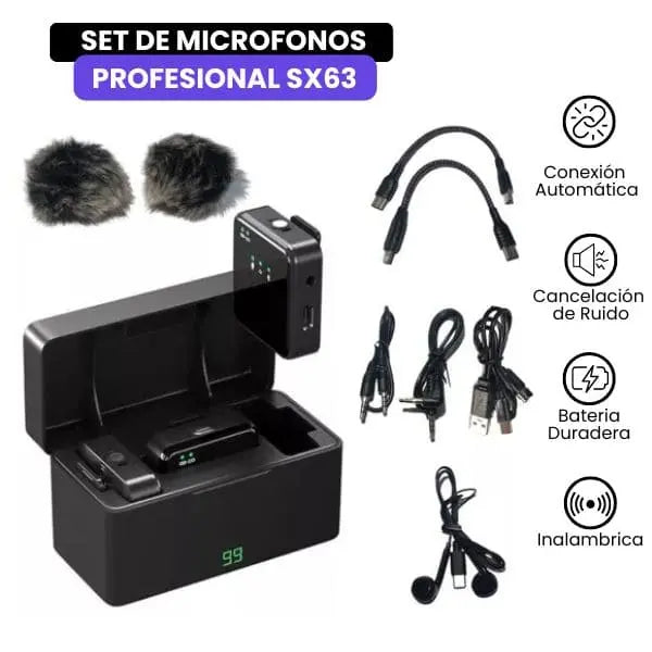 Set de Micrófonos Profesional 3 en 1